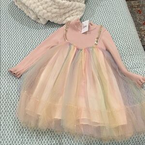 Lola + The Boys Pink and Pastel Rainbow Dress